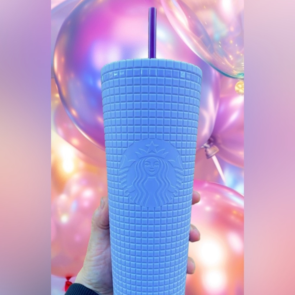 Starbucks Lilac Lavender Soft Matte Grid Cold Cup Tumbler 24oz NWT Limited 2021